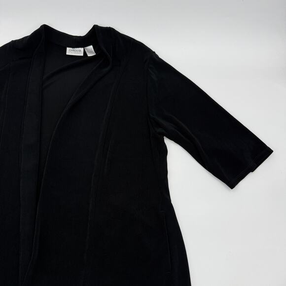CHICO'S Traveler Open Cardigan Size 3 / US XL Slinky Wrinkle Free Short Sleeve - Picture 5 of 8